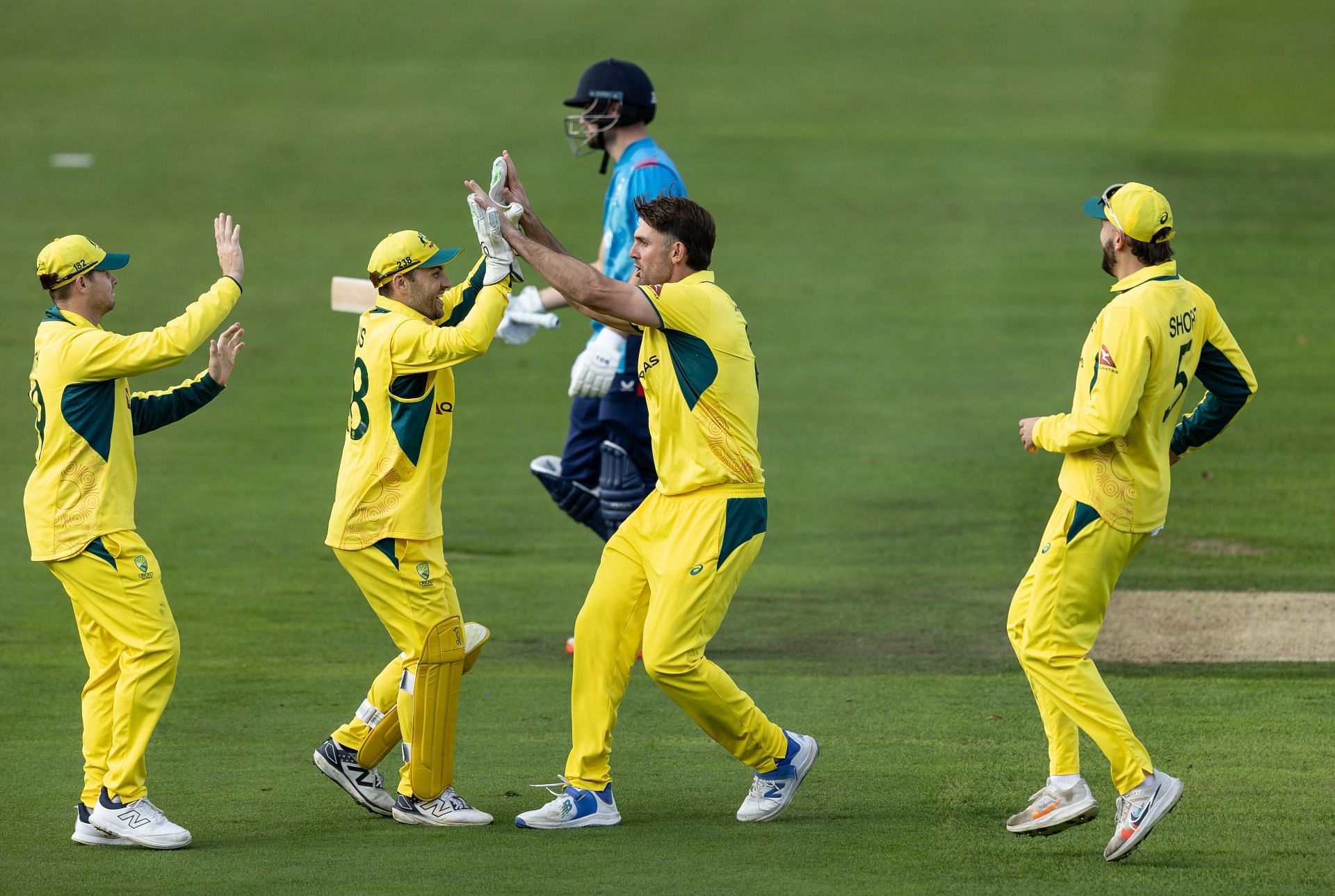 Australia celebrating the fall of a wicket. (File image via Getty)